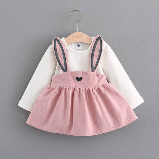 2021 autunno nuovo abbigliamento coreano per bambini, vestito carino da coniglio per ragazze, vestito da principessa per bambini 916