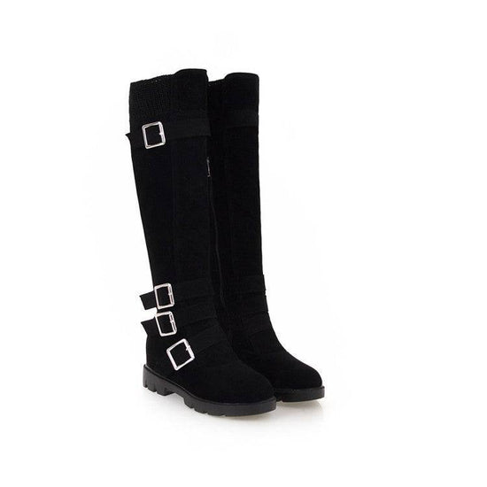 British Belt Buckle High Top Martin Boots Women - YLORESHOP