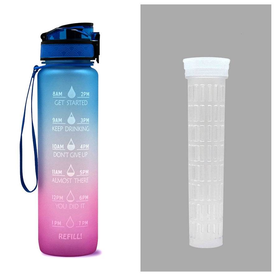 1L Tritan Water Bottle With Time Marker Bounce Cover Motivational Water Bottle Cycling Leakproof Cup For Sports Fitness Bottles - YLORESHOP