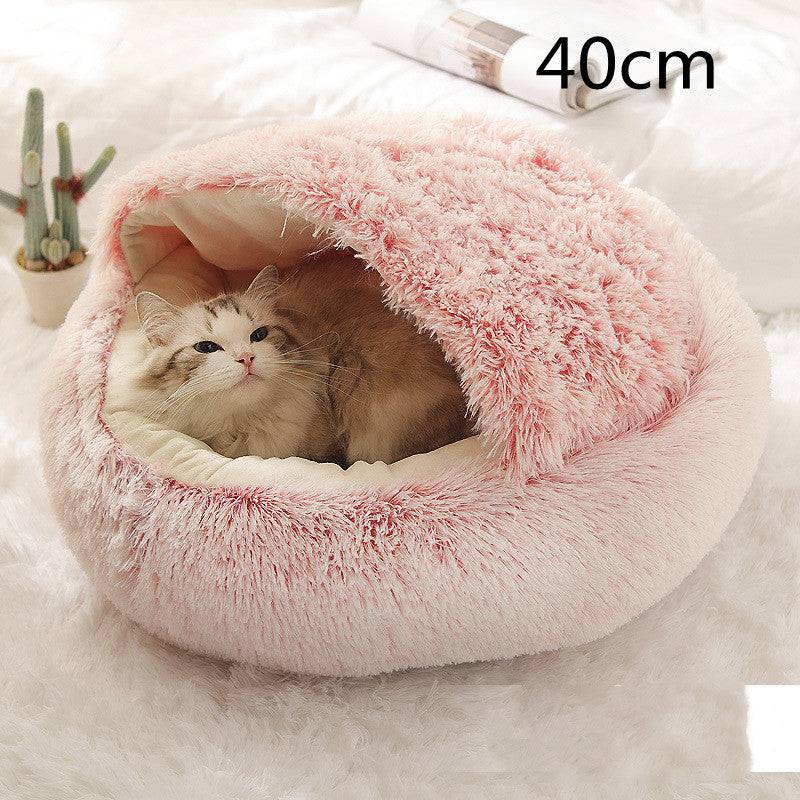 Letto invernale per cani e gatti 2 in 1 Letto invernale per animali domestici Letto rotondo in peluche caldo Letto per animali domestici in morbido peluche lungo Prodotti per animali domestici