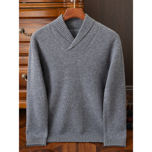 Maglione pullover in lana con colletto alla moda casual da uomo