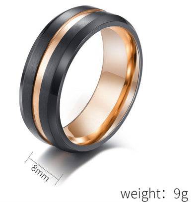 Black Rose Gold Two-color Titanium Steel Ring Surface Brushed Matte Ring - YLORESHOP