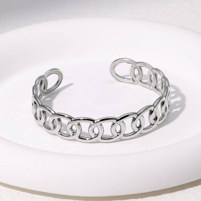 European And American Fashion Stainless Steel Open-ended Bracelet - YLORESHOP