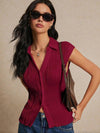 Simple Slim Vest V-neck Sleeveless Button Sweater - YLORESHOP