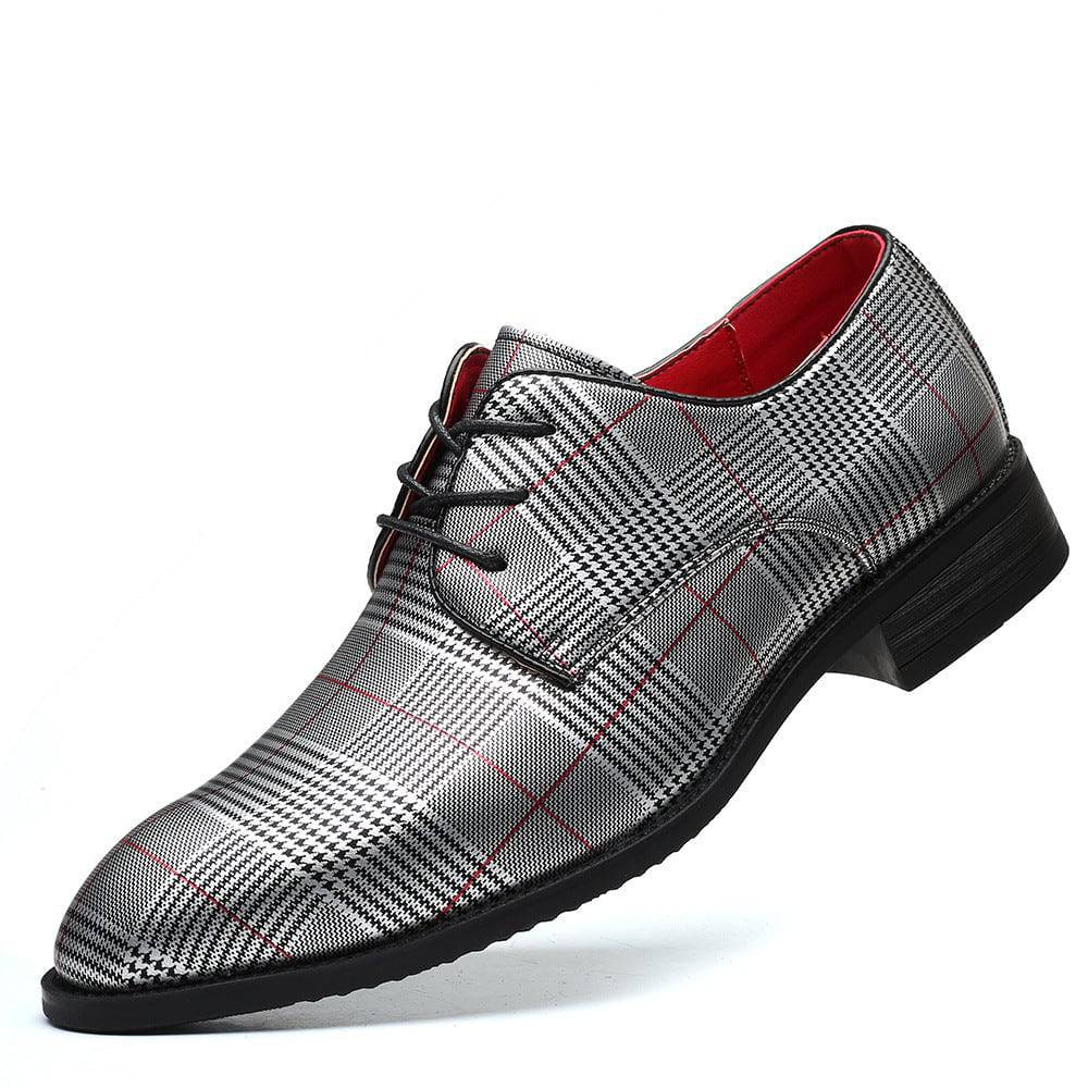 Men's Fashion Business Casual All-match Leather Shoes Lace-up Stripes