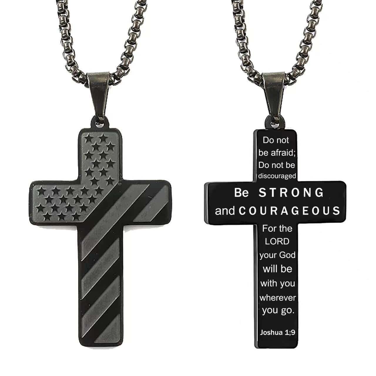 Amazon Hot American Flag Cross Necklace Pendant Men's Stainless Steel Necklace - YLORESHOP