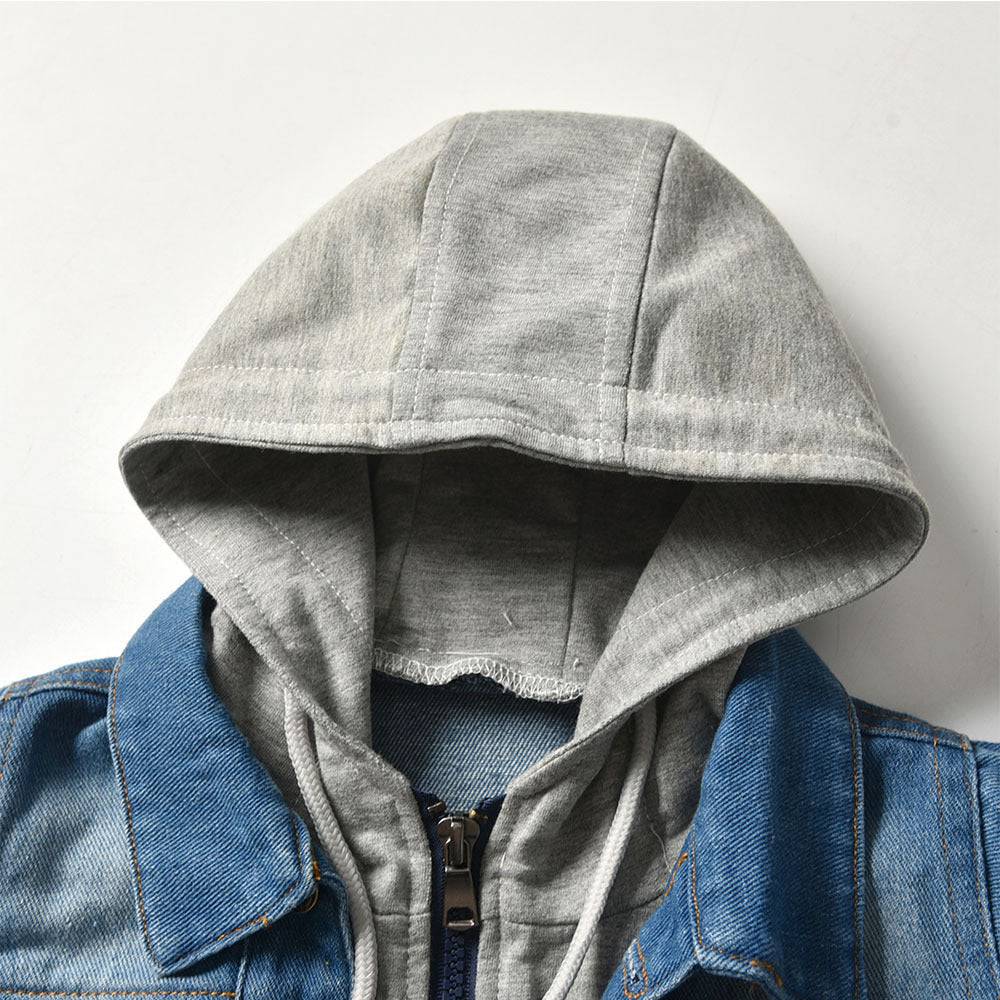 Children's Fake Two-piece Denim Jacket, Children's Hooded Fashion Casual Top - YLORESHOP