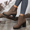 Autumn Round Head Chunky Heel High Heel Leisure Platform Lace Up Booties - YLORESHOP