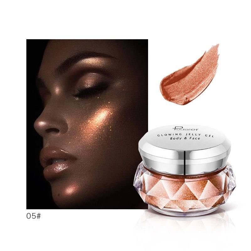 Face Highlighter Jelly Gel Mermaid Eyeshadow Glow Body Glitter Festival Makeup Iluminador Gold Liquid Highlighter Bronzer - YLORESHOP