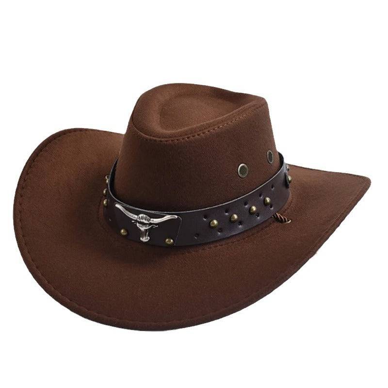 Cappello da cowboy western in pelle scamosciata artificiale, parasole per esterni jazz da gentiluomo con bordo largo retrò