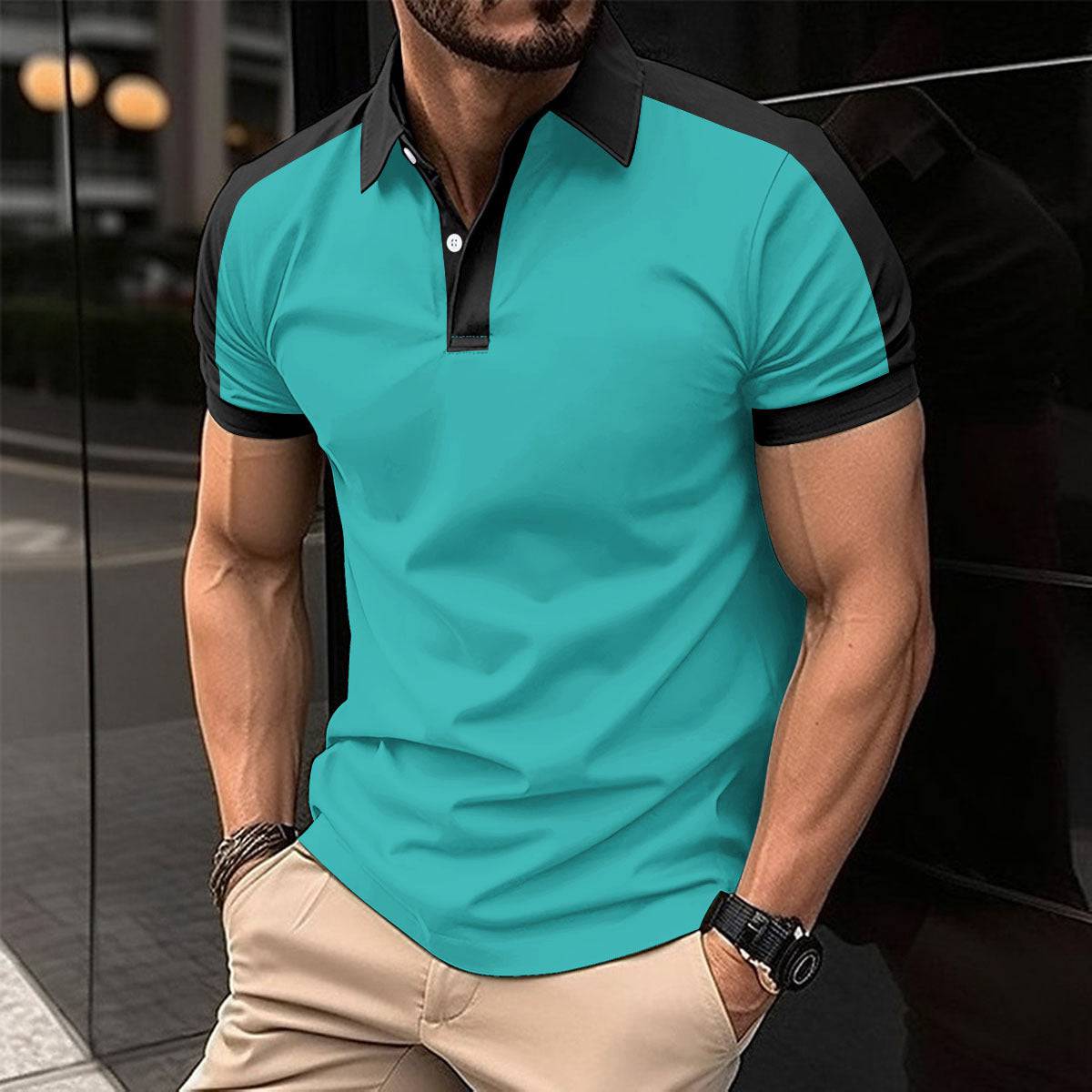 Camicia da lavoro a maniche corte da uomo, polo casual estiva