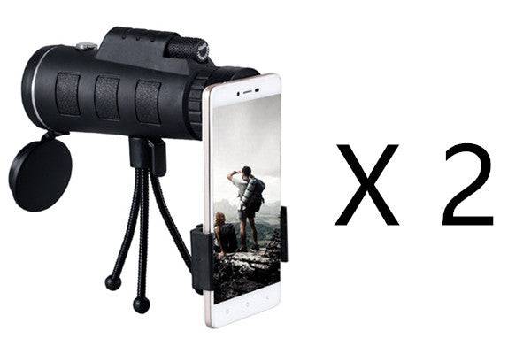 Compatible with Apple, Monocular Telescope Zoom Scope with Compass Phone Clip Tripod