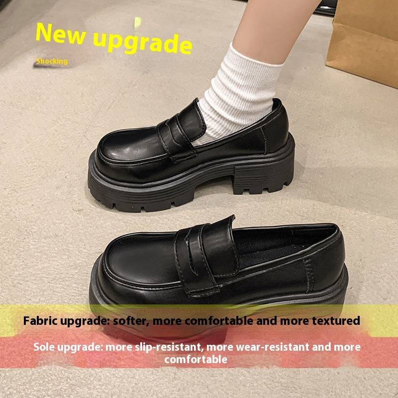 Autumn New Slip-on Round Head Thick Bottom Heightened Single Layer Shoes - YLORESHOP