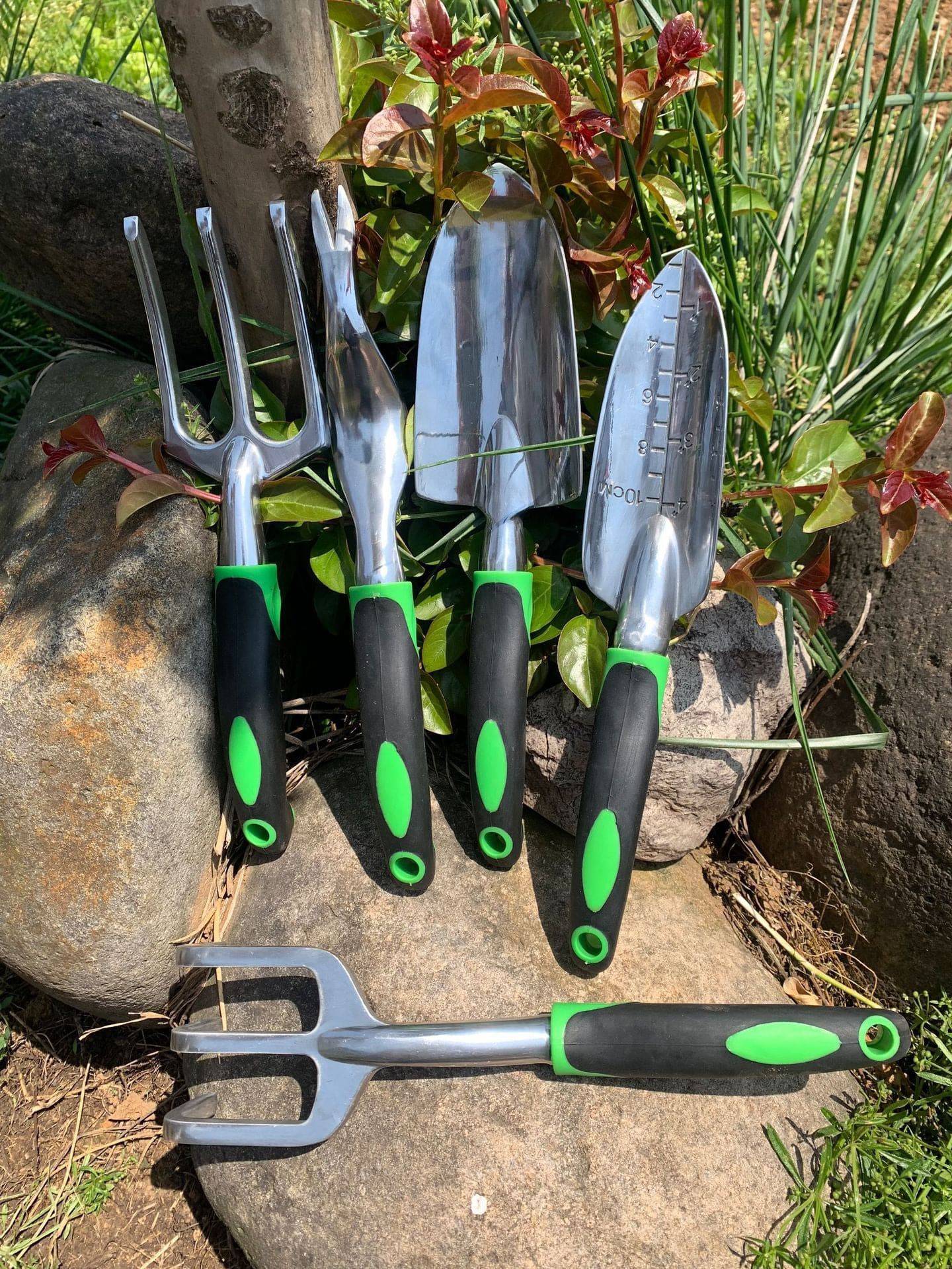 Forniture da giardino Set in lega di alluminio da 9 pezzi, attrezzi da giardinaggio per pala con manico bicolore in silicone