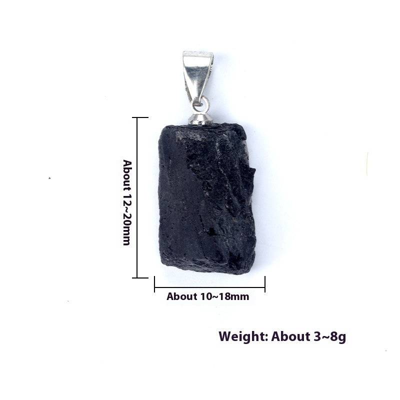 Black Tourmaline Natural Crystal Irregular Pendant - YLORESHOP