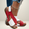 Summer Wedges Sandals With Colorblock Cross-strap Design Casual Thick-soled Roman Shoes For Women - YLORESHOP
