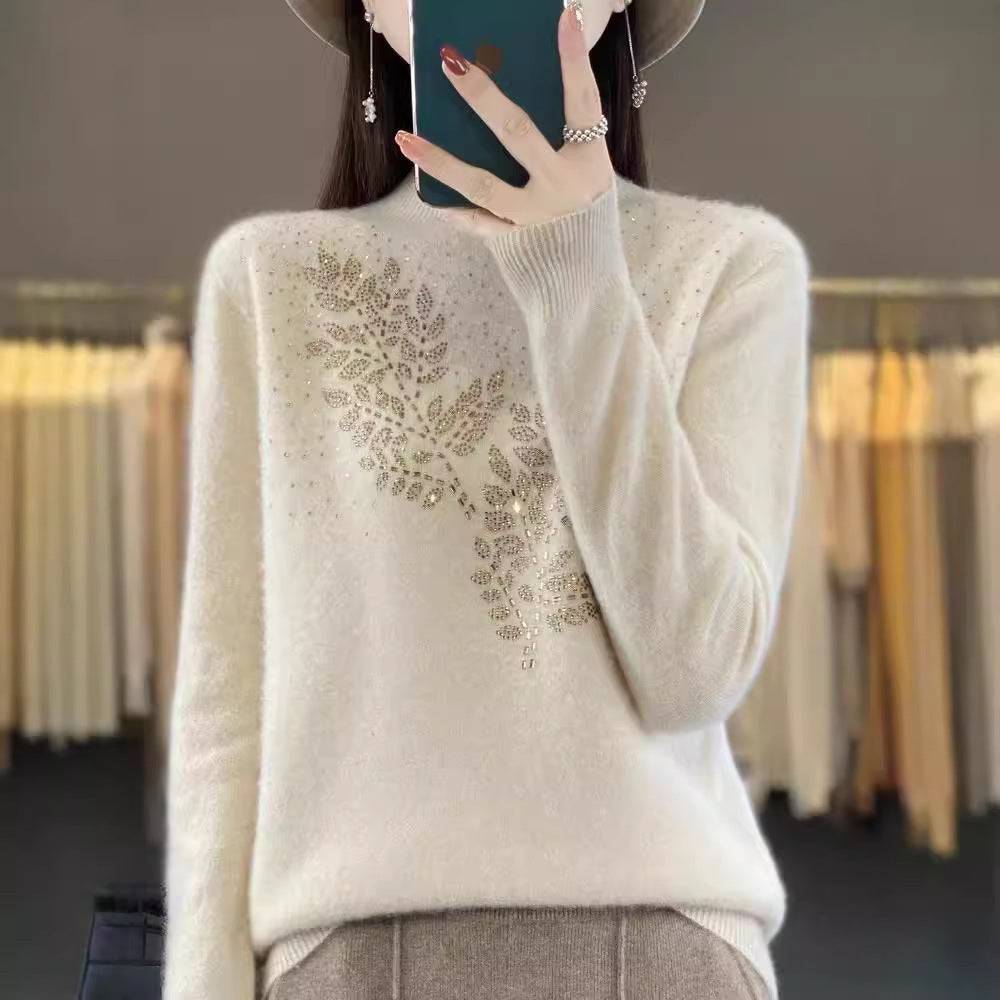 Women's Loose And Versatile Semi High Neck Knitted Sweater - YLORESHOP