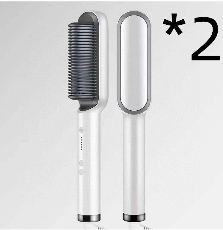 New 2 In 1 Hair Straightener Hot Comb Negative Ion Curling Tong Dual-purpose Electric Hair Brush - YLORESHOP