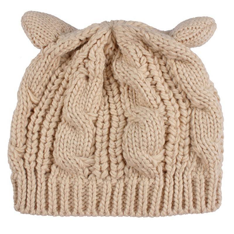 Hand Made 3D Cute Knitted Cat Ear Beanie For Winter - YLORESHOP