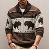 Men's European And American Retro Jacquard Knit Sweater Autumn And Winter Thickened Cardigan