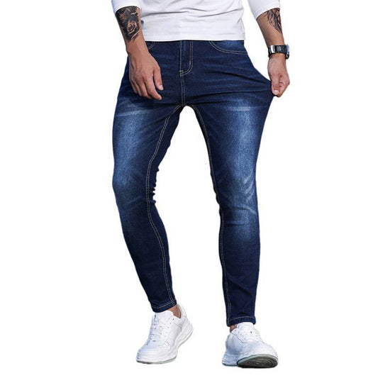 Men's Blue Stretch Skinny Denim Pants - YLORESHOP