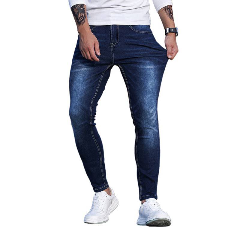 Pantaloni skinny in denim elasticizzato blu da uomo