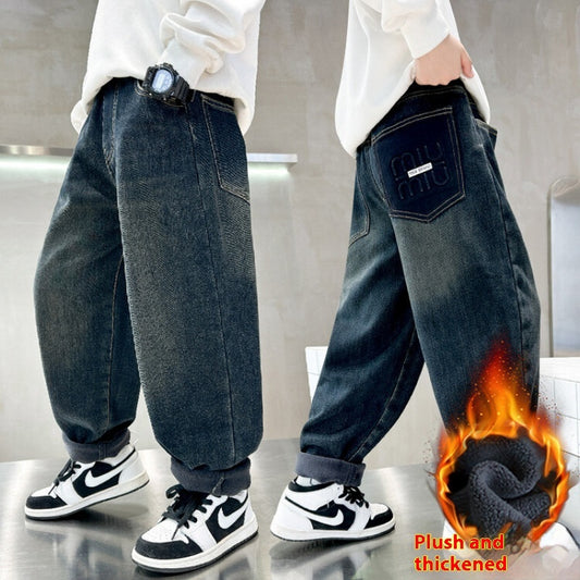 Korean Style Big Children Thick Warm Pants - YLORESHOP