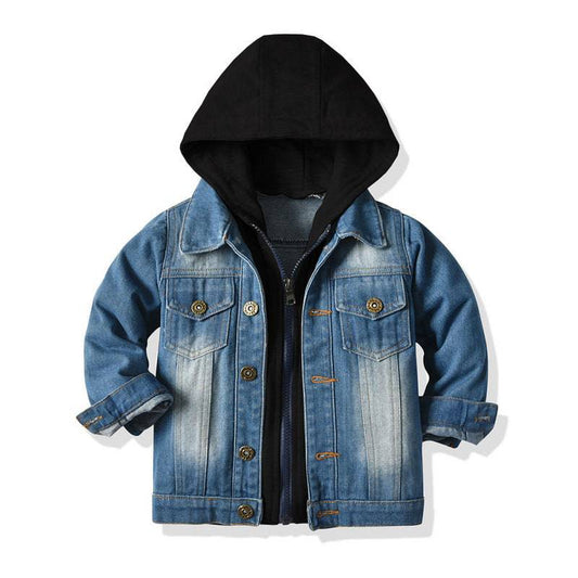 Children's Fake Two-piece Denim Jacket, Children's Hooded Fashion Casual Top - YLORESHOP