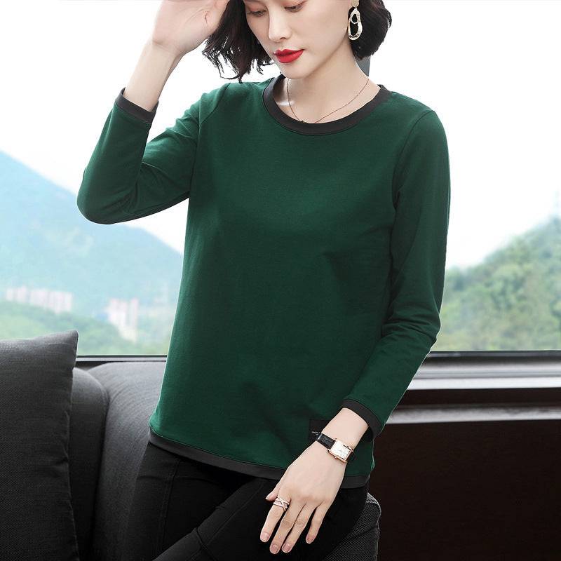 Women's Patchwork Round Neck Long-sleeved T-shirt - YLORESHOP