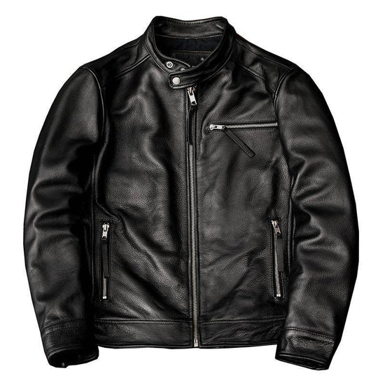 Leather Men's Stand Collar Leather Jacket Coat Youth - YLORESHOP