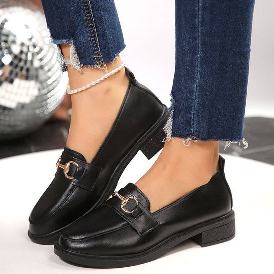 Plus Size British Style Leather Shoes Women - YLORESHOP