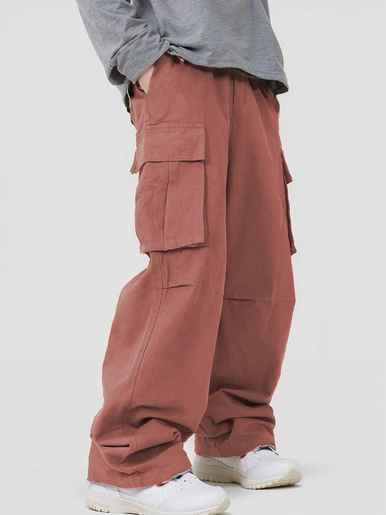 Salopette tascabile tridimensionale Pantaloni casual larghi con lacci funzionali