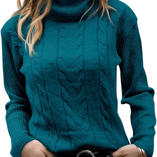 Solid Color Turtleneck Sweater Retro Long Sleeve Sweater - YLORESHOP