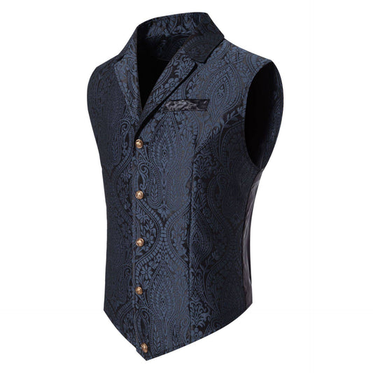 Gilet da uomo in jacquard monopetto con colletto polo casual