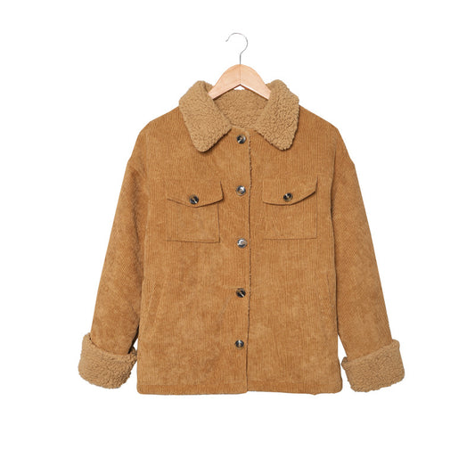 Cappotto invernale retrò con collo in pelliccia da donna