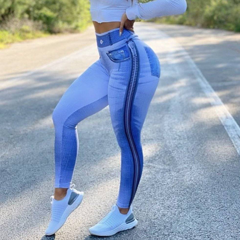 High Waist Fitness Pants For Women Close-fitting And Slim-fitting Denim Yoga Pants - YLORESHOP