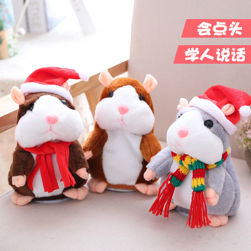 16cm Christmas Talking Hamster Plush Toy Interactive Sound Record Plush Hamster Stuffed Toys for Children Kids Christmas Gift - YLORESHOP