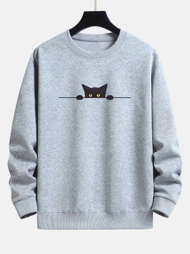 Maglione girocollo con simpatico gatto con stampa creativa di gatti