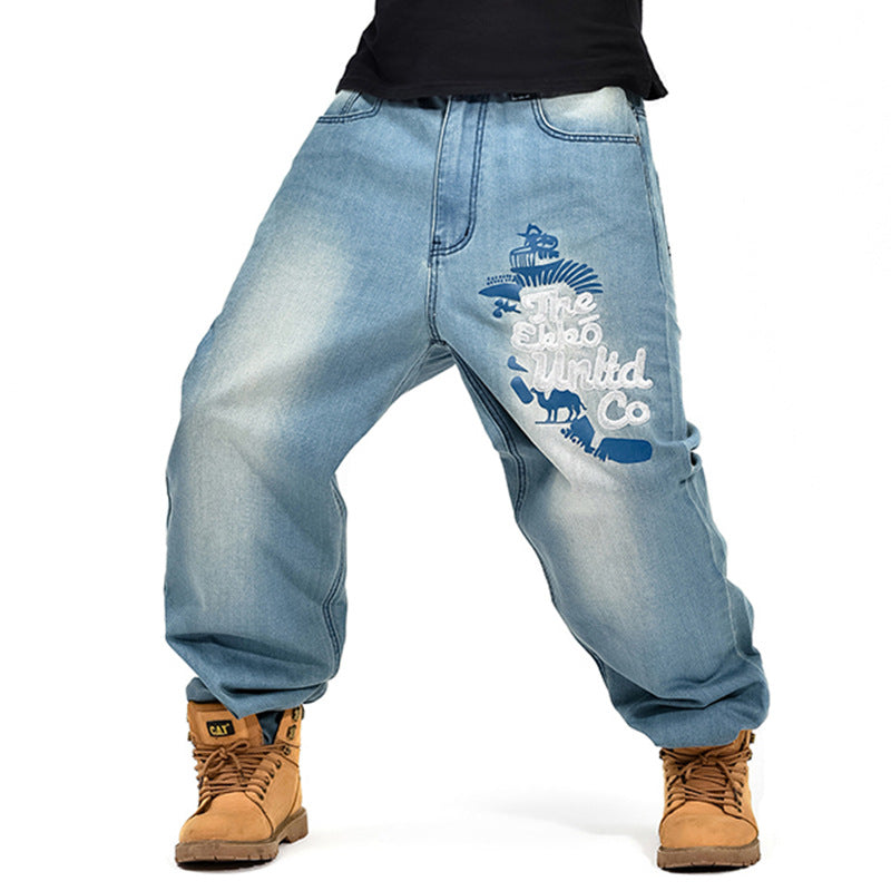 Casual Loose Hip Hop Denim Jeans for Boys and Men - YLORESHOP