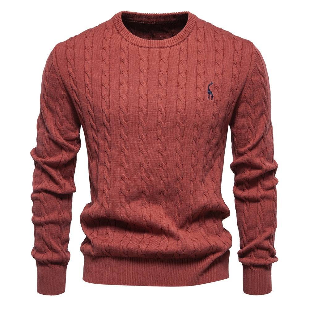 Maglione autunno e inverno pullover cervo ricamo maglione tinta unita per uomo