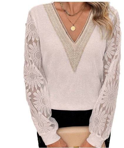 New Autumn Women's Clothing Long Sleeve V-neck Stitching - YLORESHOP