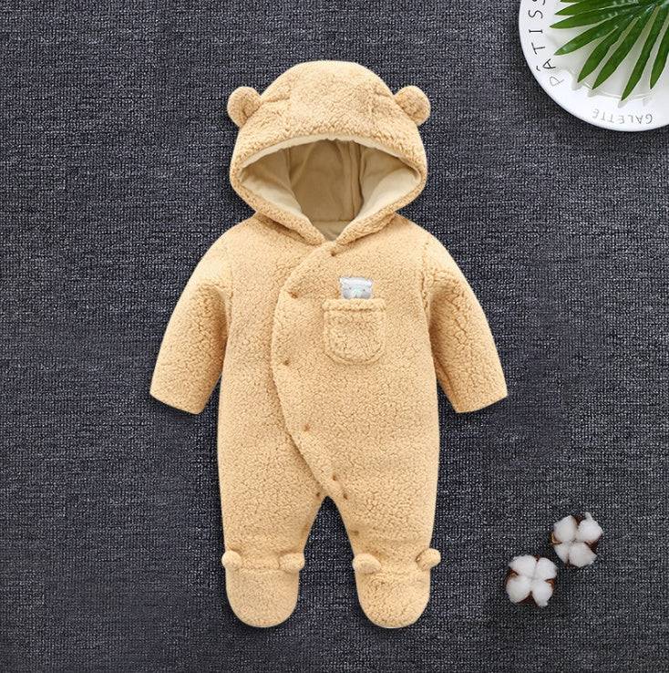 Baby clothes lamb winter cotton padded clothes baby newborn baby skin thickening climb Siamese clothes cotton - YLORESHOP