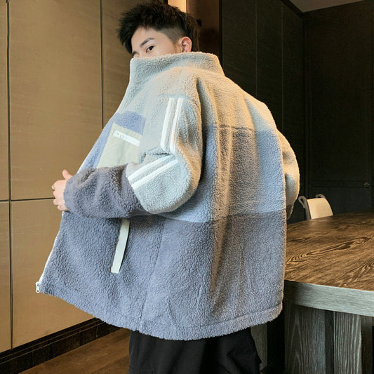 Cappotto invernale da uomo in pelliccia di agnello taglia extra