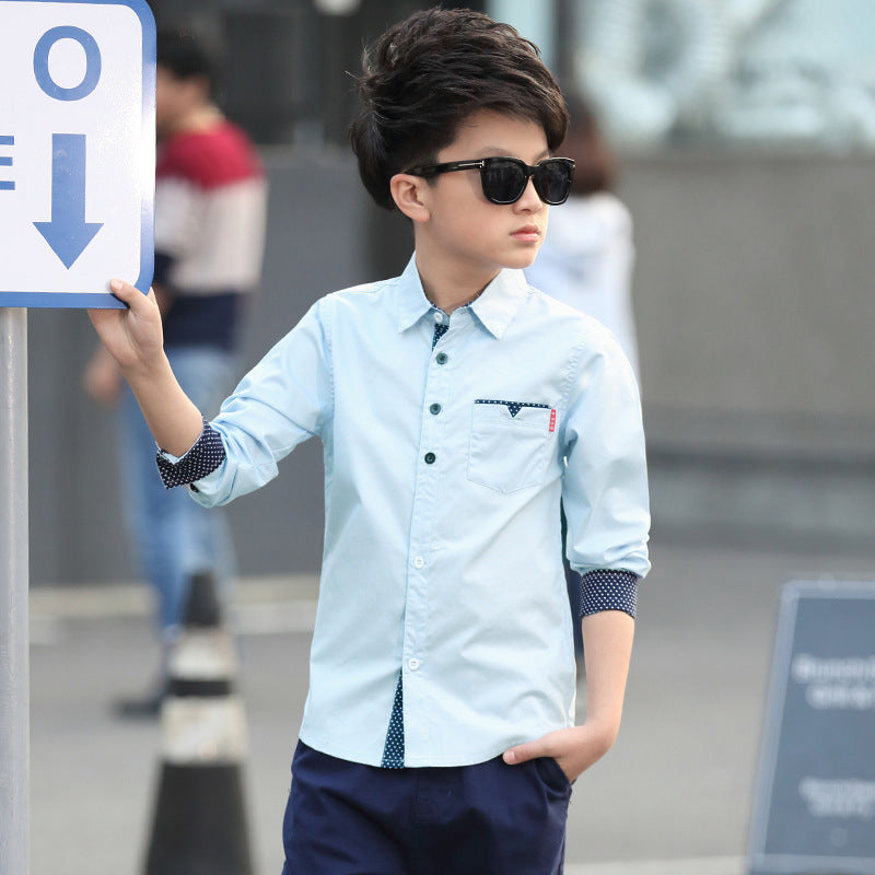 Student Spring And Autumn Trendy Fan Lapel Polka Dot Shirt - YLORESHOP