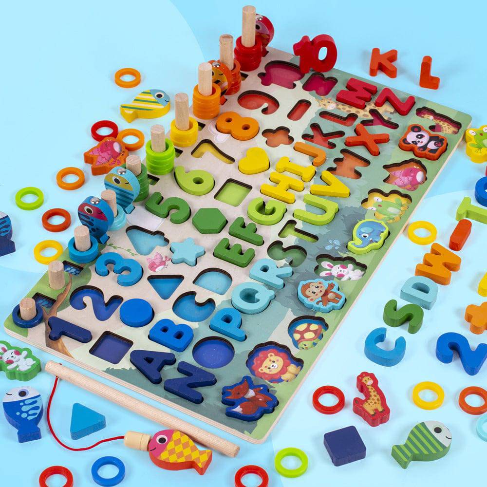 Puzzle per bambini con numeri di alfabeto 3D Giocattolo educativo con lettera digitale geometrica colorata per bambini