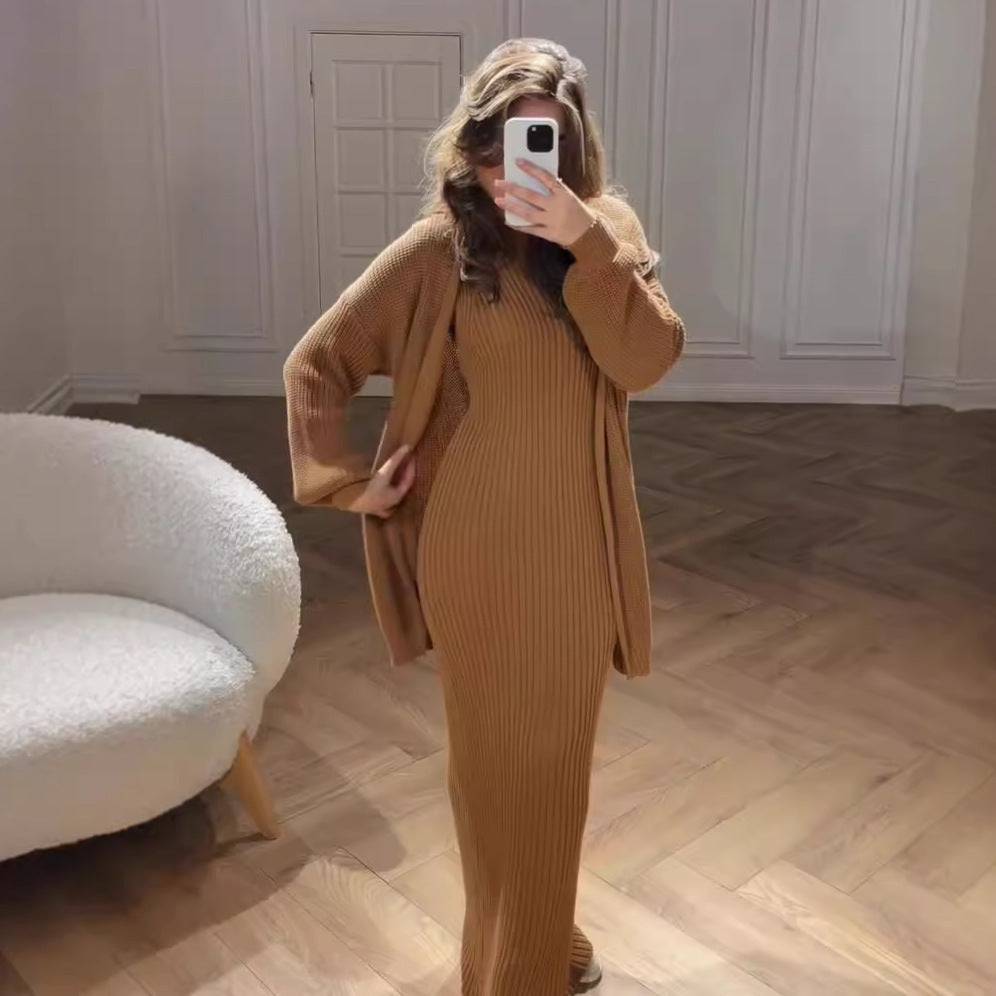 Lazy Fashion Knitwear Long Skirt Suit Women