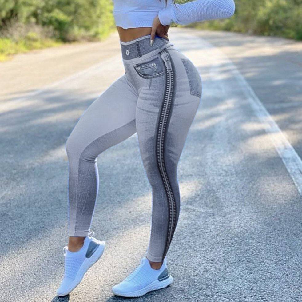 High Waist Fitness Pants For Women Close-fitting And Slim-fitting Denim Yoga Pants - YLORESHOP