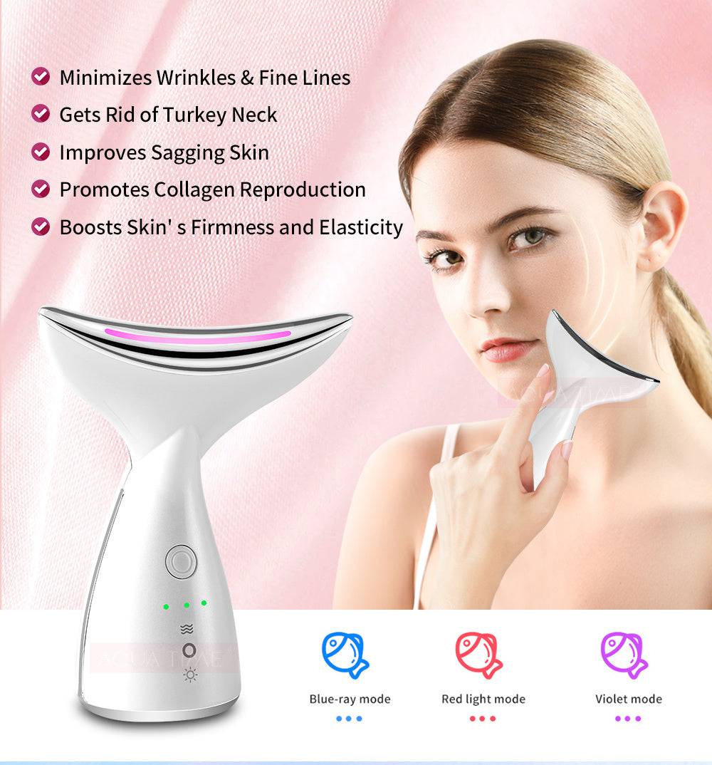 EMS Microcurrent Neck Face Beauty Device With 3 Colors LED Photon Therapy Skin Tighten Reduce Double Chin Face Lifting Devices - YLORESHOP