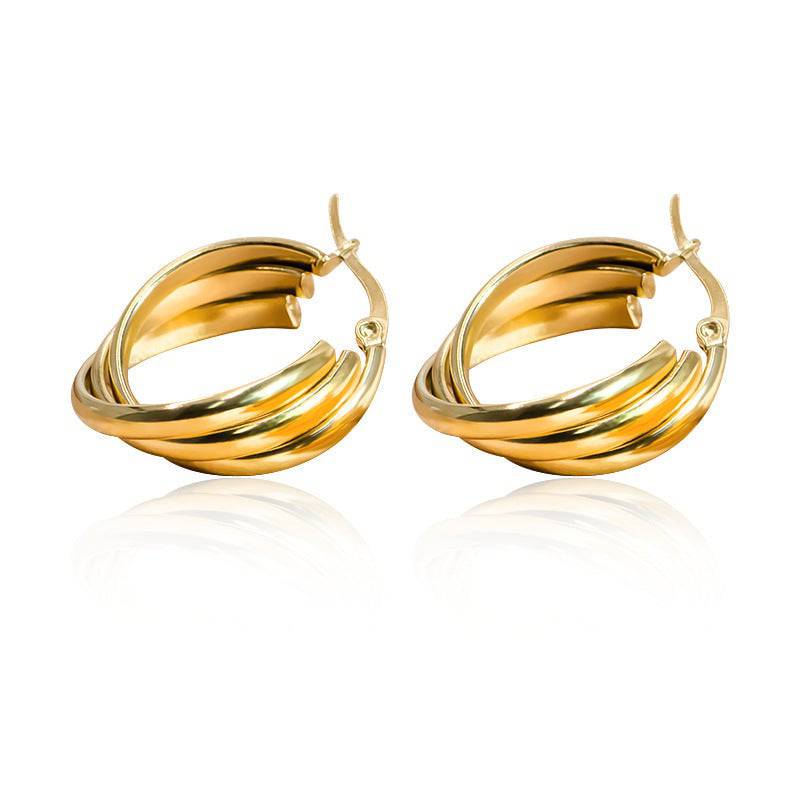 Retro Multi-layer C- Shaped Titanium Steel Earrings - YLORESHOP