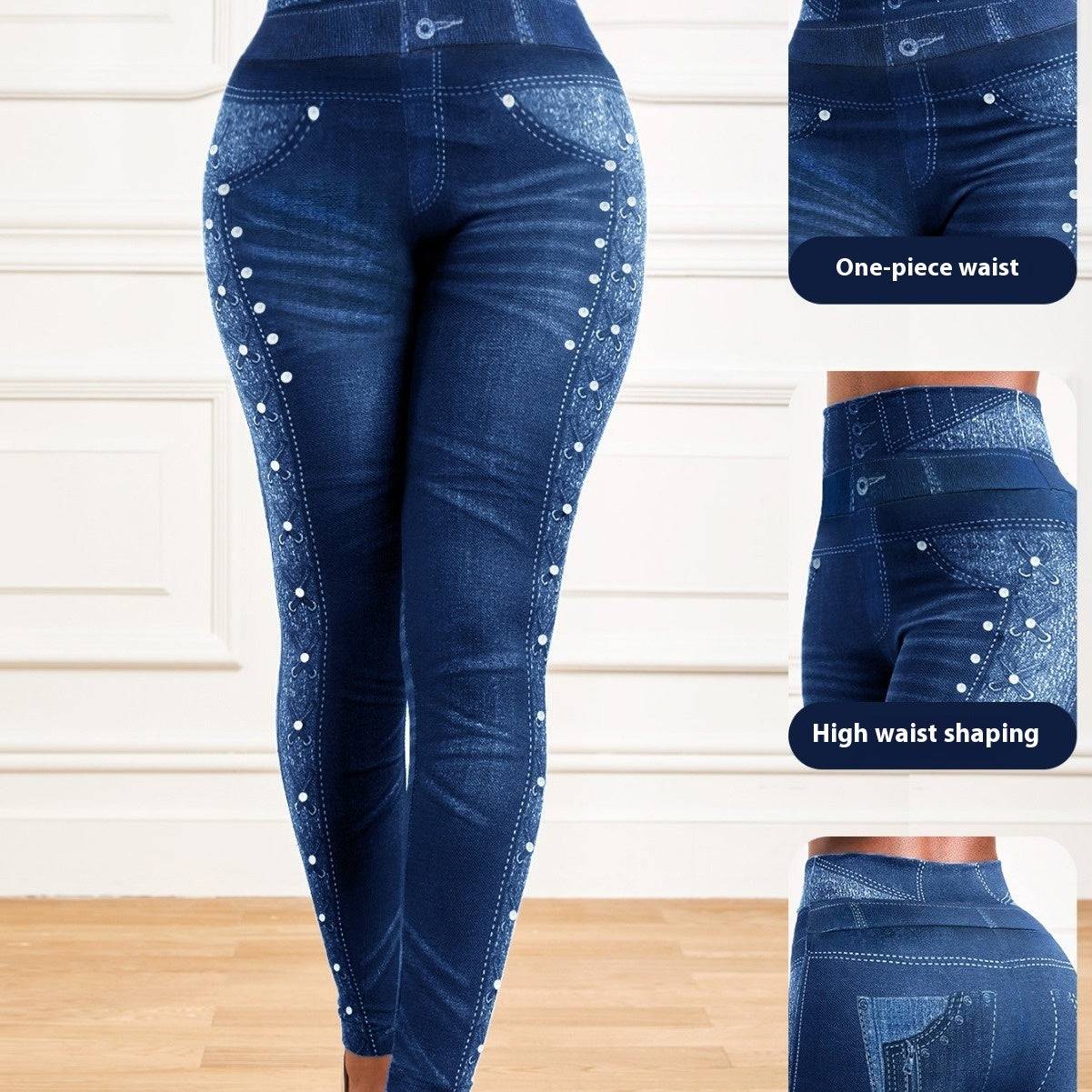 Pantaloni da yoga in denim Pantaloni skinny con vita aderente e vita attillata